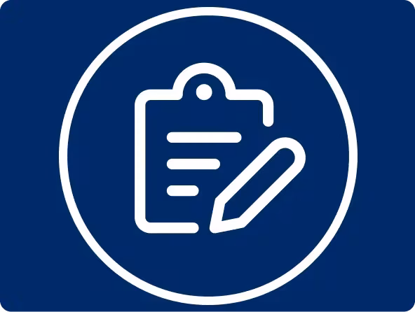 Clipboard with pen icon indicating that a form need to be completed by clicking the button